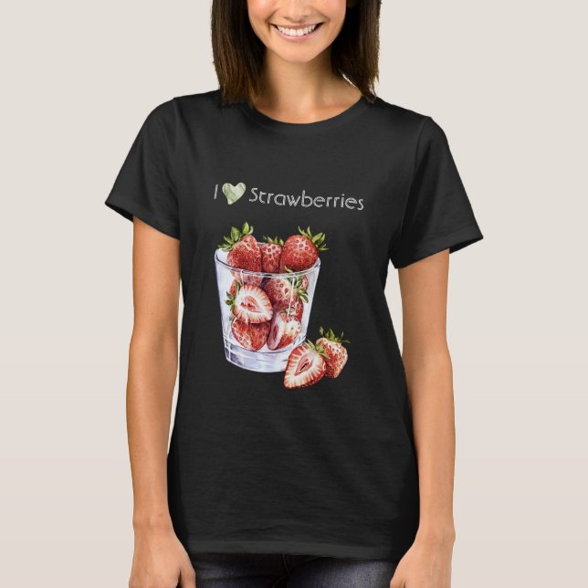 Jag älskar jordgubbar  t shirt (Framsida)