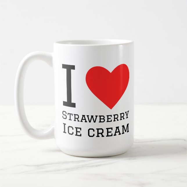 Jag älskar jordgubbglass kaffemugg (Vänster)