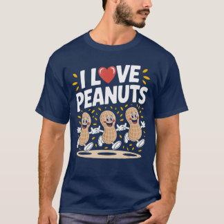 Jag älskar jordnötter Rolig tecknad design retro T Shirt