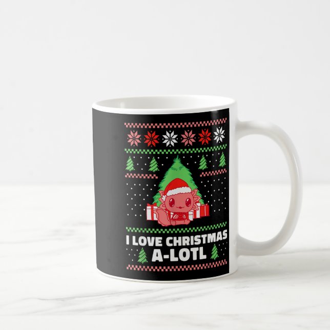Jag älskar jul A-lotl Axolotl i Santamössa Fula  Kaffemugg (Höger)