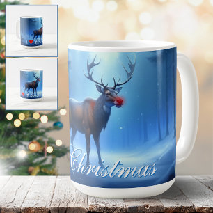 Jag älskar jul blå vinter renar kaffemugg