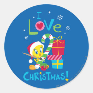 Jag älskar jul - TWEETY™ Runt Klistermärke