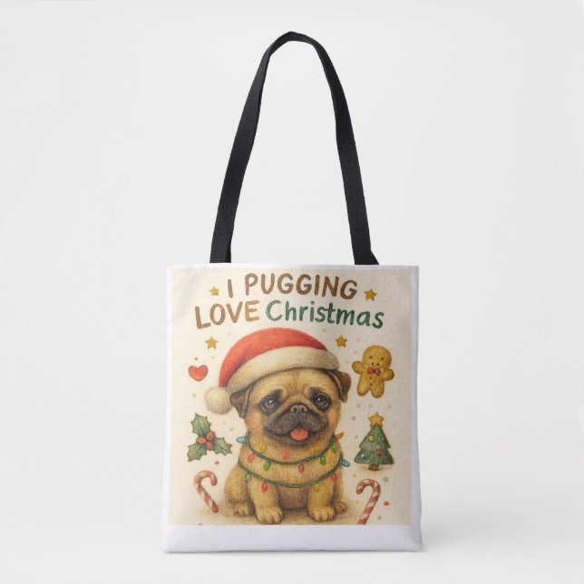 Jag älskar julen Puggleder Totebag Tygkasse (Framsida)