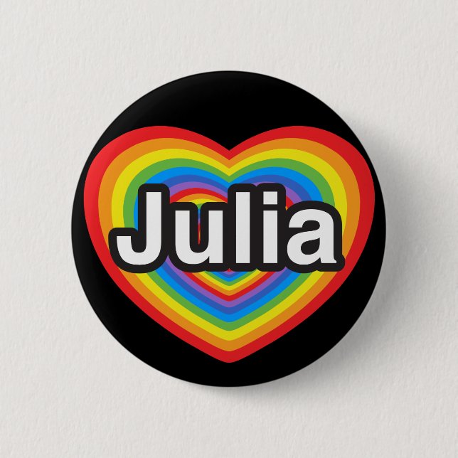 Jag älskar Julia. Jag älskar dig Julia. Hjärta Knapp (Framsida)