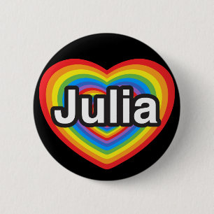 Jag älskar Julia. Jag älskar dig Julia. Hjärta Knapp