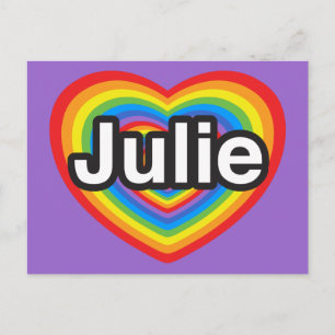Jag älskar Julie. Jag älskar dig Julie. Hjärta Vykort