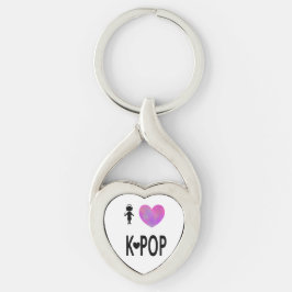 Jag älskar K-pop Twisted Heart Silverfärgad Nyckelring