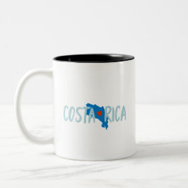Jag älskar kaffe för den Costa Rica kartasouvenir Två-Tonad Mugg