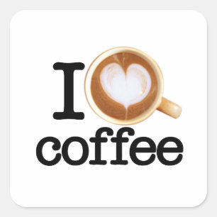 Jag älskar kaffe fyrkantigt klistermärke