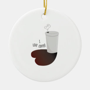 Jag älskar kaffe julgransprydnad keramik
