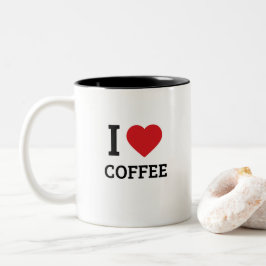 Jag älskar kaffe - minimalistisk tidlös lekfull pr Två-Tonad mugg