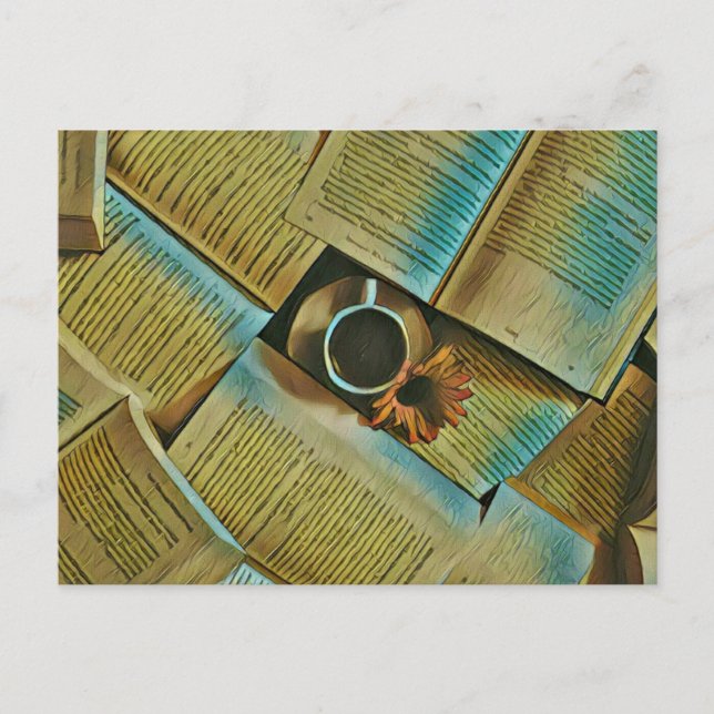 Jag älskar kaffe och böcker vykort (Framsida)
