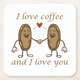 Jag älskar kaffe och jag älskar dig underlägg papper kvadrat