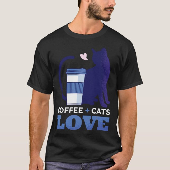 Jag älskar kaffe och katter Kaffe T Shirt (Framsida)