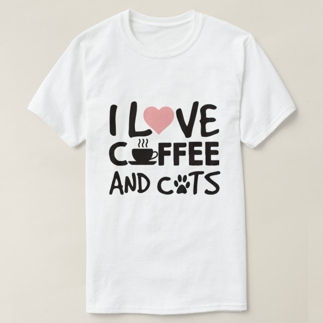 Jag älskar kaffe och katter t shirt (Design framsida)
