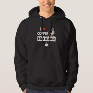 Jag älskar kaffe och min Bernese Mountain Dog Mamm Hoodie