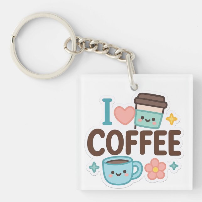 Jag älskar kaffe Söt Kawaii-dekal – Bedårande kaff (Framsidan)