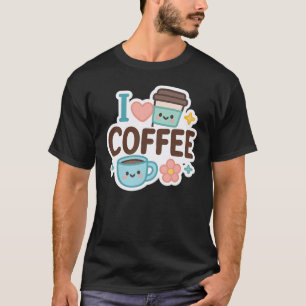 Jag älskar kaffe Söt Kawaii-dekal – Bedårande kaff T Shirt
