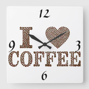Jag älskar kaffe tar tid på fyrkantig klocka