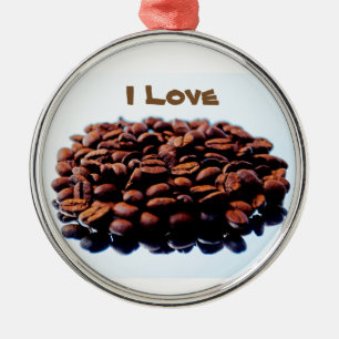Jag älskar kaffets arom julgransprydnad metall