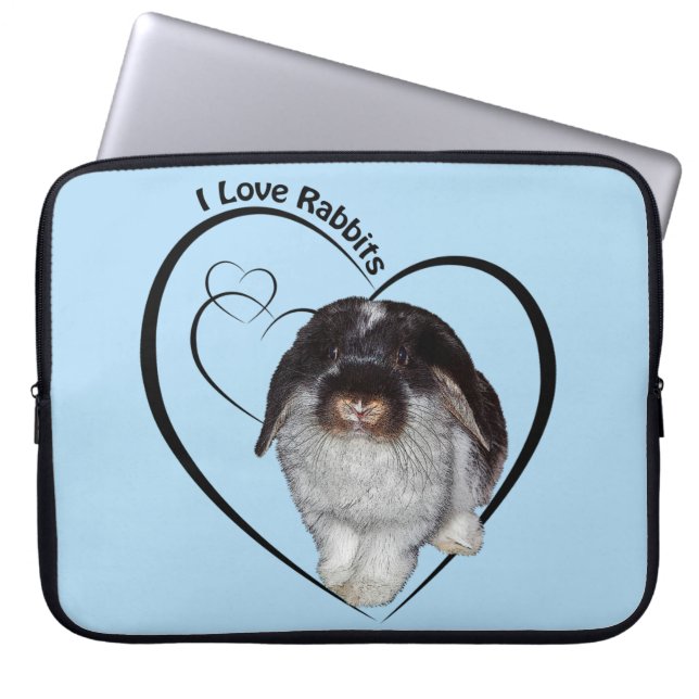 Jag älskar kaniner Laptopfodral (Ljusblå) Laptop Fodral (Framsidan)