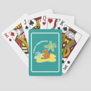 Jag älskar Kapybaror Tropisk Strand Konst Casinokort