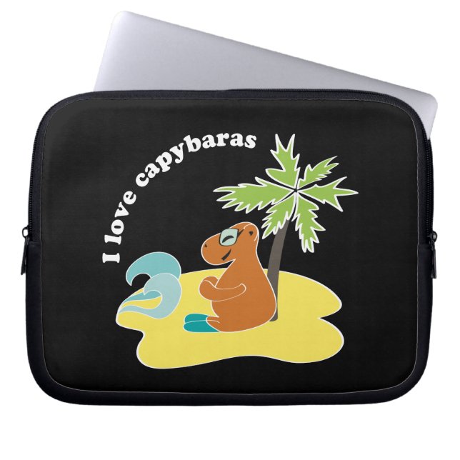Jag älskar Kapybaror Tropisk Strand Konst Laptop Fodral (Framsidan)