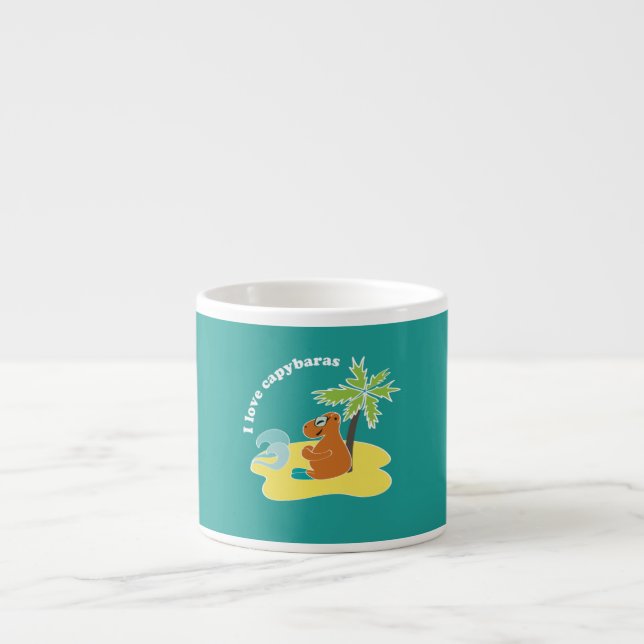 Jag älskar Kapybaror Tropisk Strandkonst Espressomugg (Framsidan)