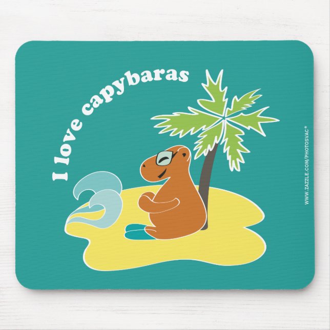 Jag älskar Kapybaror Tropisk Strandkonst Musmatta (Framsidan)