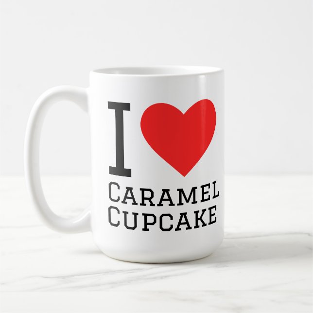 Jag älskar karamell cupcake kaffemugg (Vänster)