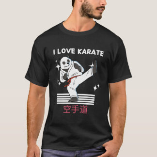 Jag älskar karate Kawaii Panda Karate Japansk Anim T Shirt