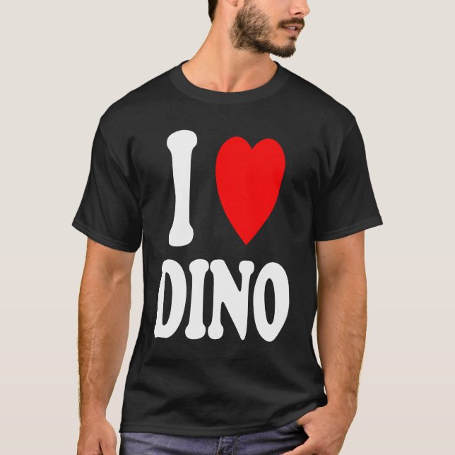 Jag älskar Kärlek Dino Cute Matching Cououse T Shirt (Framsida)