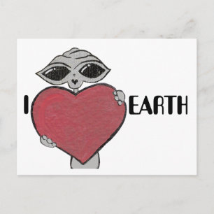 Jag älskar Kärlek Earth Alien-vykort Vykort