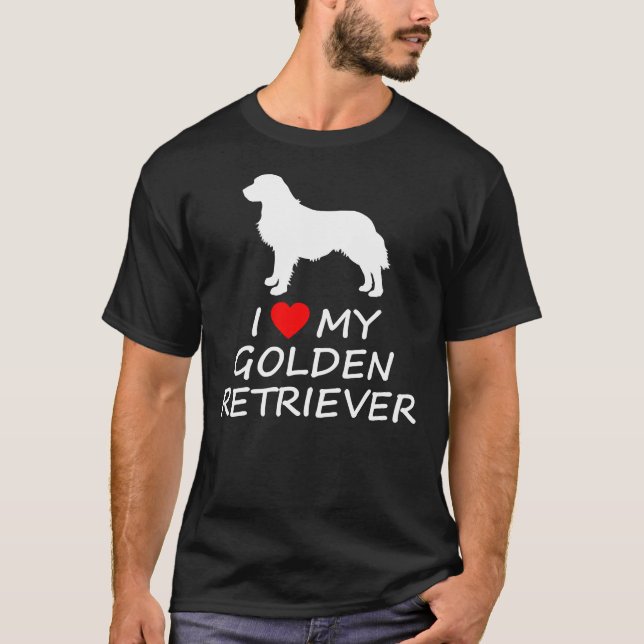 Jag älskar Kärlek min gyllene kvarhållare Hund 531 T Shirt (Framsida)