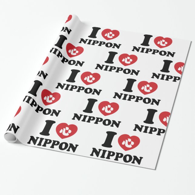 JAG ÄLSKAR [KÄRLEK] NIPPON INPACKNINGSPAPPER PRESENTPAPPER (Utrullad)