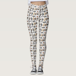 Jag älskar kattdamasker leggings