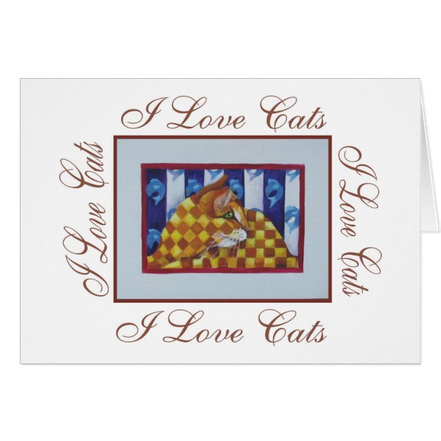 jag älskar katter hälsningskort (Framsidan Horizontal)
