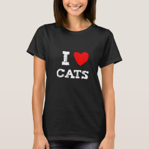 Jag älskar katter med rött hjärta perfekt för katt t shirt
