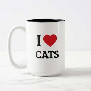 Jag älskar katter - minimalistisk kattälskare husd Två-Tonad mugg