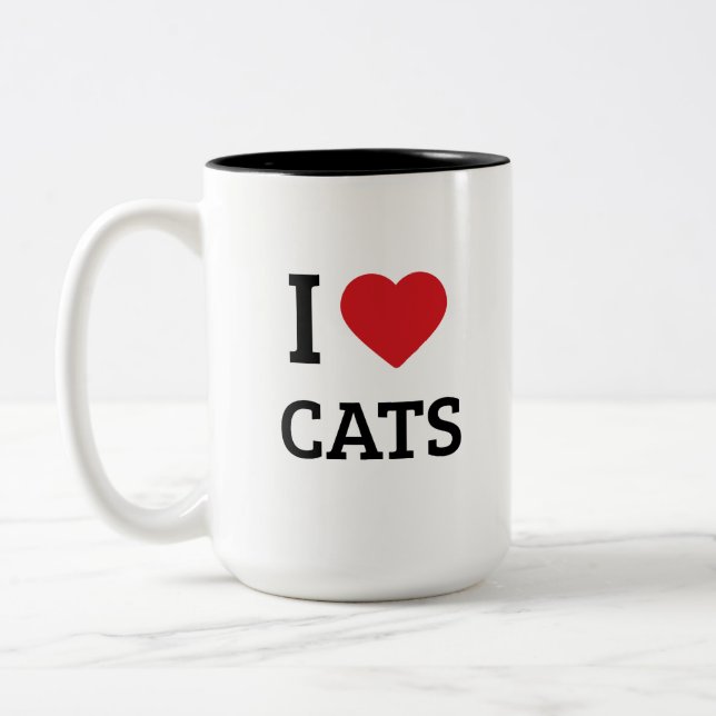 Jag älskar katter - minimalistisk kattälskare husd Två-Tonad mugg (Vänster)