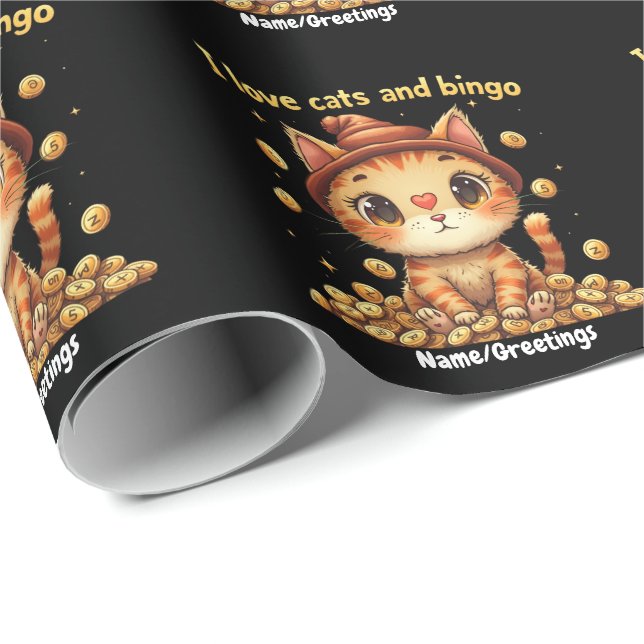 Jag älskar katter och Bingo perfekt kombination Bi Presentpapper (Rullad Hörn)