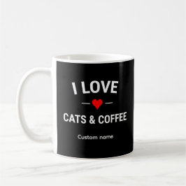 Jag älskar katter och kaffe Söt anpassad namn katt Kaffemugg