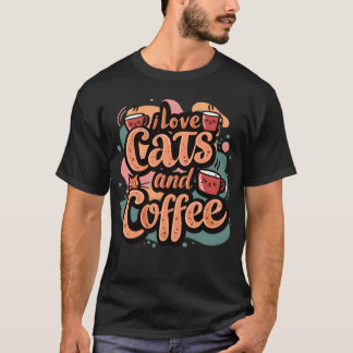 Jag älskar katter och kaffeflicka t shirt