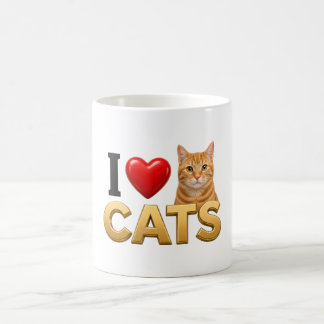 Jag älskar katter | Roligt kattälskare-present Kaffemugg