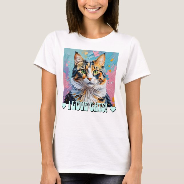 Jag älskar katter! t shirt (Framsida)