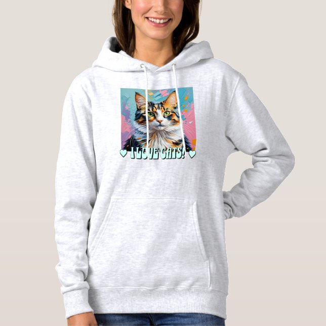Jag älskar katter! t shirt (Framsida)