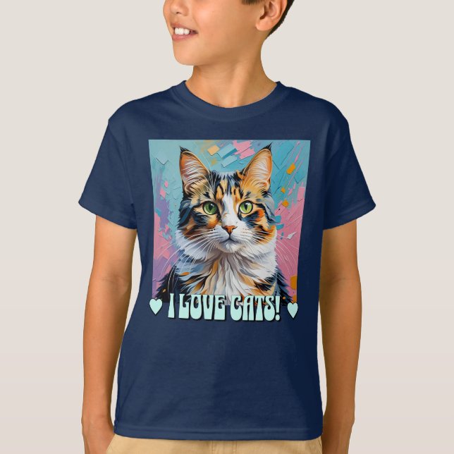 Jag älskar katter! t shirt (Framsida)