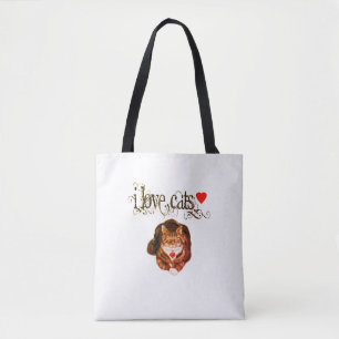 Jag älskar katter Tote Bag Original konst Tygkasse