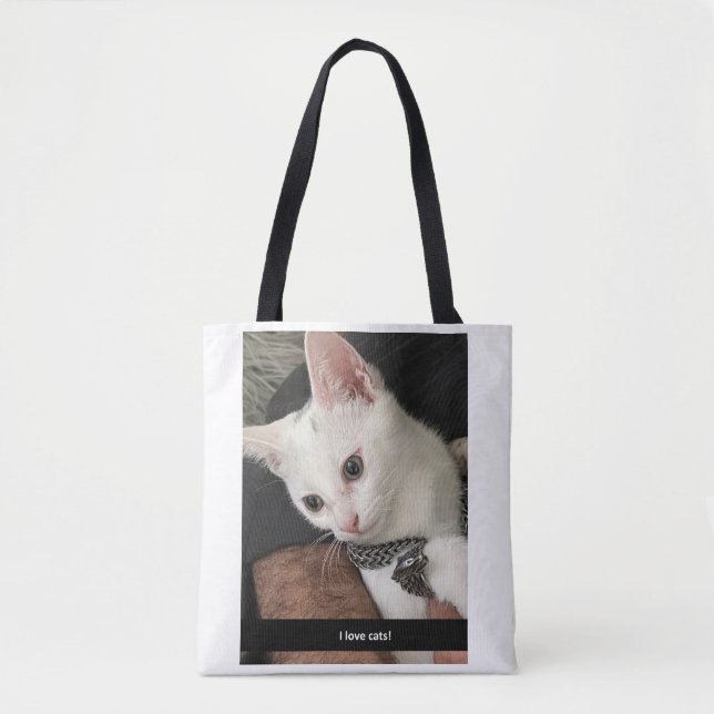 Jag älskar katter Totebag. Jag hatar människor Kat Tygkasse (Framsida)