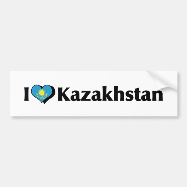 Jag älskar Kazakstan flagga Bildekal (Framsidan)